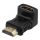 HDMI adapter, 19-pin male to female, angled, black