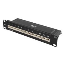 10" patch panel, 12xRJ45, Cat6a, STP, 10Gbps, metal, black