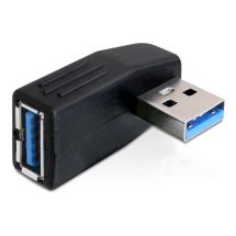 USB 3.0 adapter, angled 90° horizontal, male-female, black