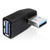 USB 3.0 adapter, angled 270° horizontal, male-female, black