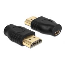 DeLOCK Micro HDMI - HDMI -sovitin, HDMI Micro-D 19-pin naa, HDMI