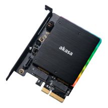 M.2 PCIe/SATA SSD PCI-E adapter, RGB, M key/B+M key, black