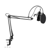 USB Podcasting Mic kit 16mm microphone armmount filter black