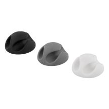 Self adhesive cable holder in rubber 6pack black/white/grey