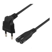 Power cable angled CEE 7/16 straight IEC 60320 C7 3m black