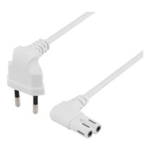 Unearthed device cable 0.5m angled CEE 7/16 IEC 60320 white