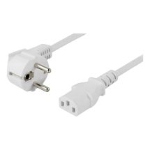 Earthed power cable, angled CEE 7/7 10m white