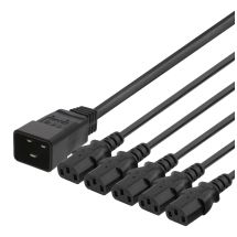 IEC C20 to 5x IEC C13, Y-splitter cable,1m, 16A/250V, black