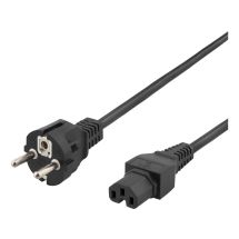 Power cord CEE 7/7 - IEC C15, 2m, black