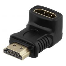 HDMI adapter, 19-pin male to female, angled, black
