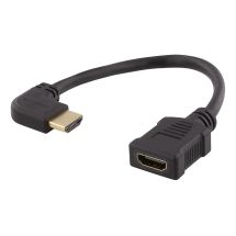 Flexible HDMI adapter, 0.2m, left-angled, HDMI M/F, UHD, bla