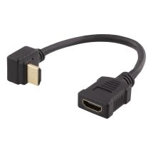 Flexible HDMI adapter, 0.2m, right-down, HDMI M/F, UHD, blac