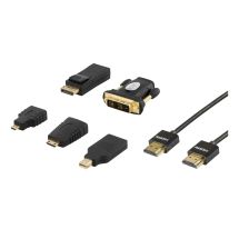 HDMI/DisplayPort/DVI adapter kit, HDMI cable 2m, 4K, black
