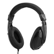 Headphones with volume control 2.5m cable, black