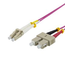 OM4 Fiber cable, LC-SC Duplex, 50/125, 3m, pink