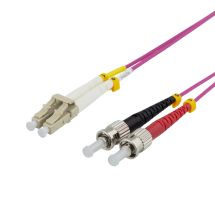 OM4 Fiber cable, LC-ST Duplex, 50/125, 1m, pink