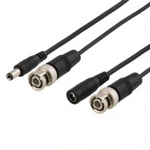Coaxial cable w/ BNC and power, BNC m - m, 2.1mm, 3m, black
