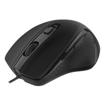 Wired office mouse, ergonomic shape, silent clicks, black