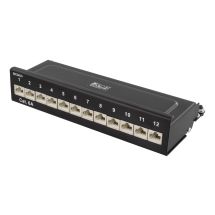 Kytkentäpaneeli, 12xRJ45, Cat6a, seinäasennus, 10Gbps, musta