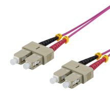 OM4 Fiber cable, SC - SC Duplex, 50/125, 1m, pink