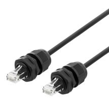 S/FTP Cat6a patch cable, 5m, IP68, PG13.5, black