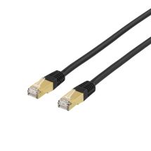 S/FTP Cat7 patch cable with RJ45, 0.3m, 600MHz, LSZH, black