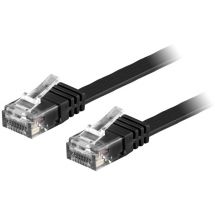 U/UTP Cat6 patch cable, flat, 3m, 250MHz, black