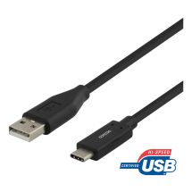 DELTACO USB-C - USB-A-kaapeli, 0,5m, 3A, USB 2.0, musta