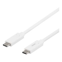 DELTACO USB-C-kaapeli, 1m, 1,5A, USB 3.1 Gen 1, E-Marker, valkoi