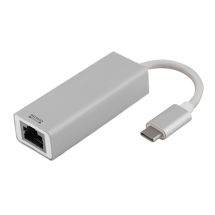 DELTACO PRIME USB-C-verkkosovitin, Gigabit, RJ45, alumiinia, hop