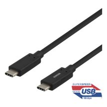 DELTACO USB-C-kaapeli, 0,5m, 60W USB PD, 10Gbps, musta