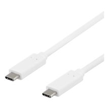 DELTACO USB-C-kaapeli, 1m, USB 3.1 Gen 2, 10 Gbps, 60W, valkoine