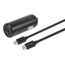 DELTACO USB car charger, 1x USB-C PD 20 W, 1 m USB-C cable, blac