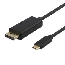 DELTACO USB-C - DisplayPort-kaapeli, 1m, 4K 60Hz, musta