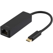 DELTACO USB 3.1 -verkkosovitin, Gigabit, 1xRJ45, USB Type C, mus