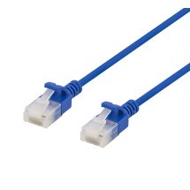U/UTP Cat6a patch cable, slim, 3.5mm diameter, 2m, blue