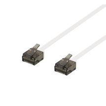 DELTACO U/UTP Cat6a patch cable, flat, 0.15m, 1mm thick, white