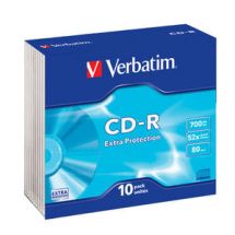 CD-R, 52x, 700MB/80min, 10-pack slim case, Extra protection