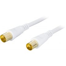 Antenna cable, 75 Ohm, gold-plated contacts, 7m, white