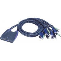 KVM switch 1 console controls 4 cpus USB w/ attached cables
