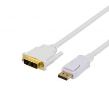 DisplayPort to DVI cable, 20-pin male, male, 2m, white