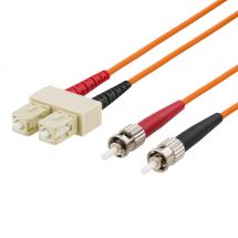 OM1 fiber cable, SC - ST, duplex, UPC, 62.5/125, 1m, orange