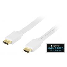 DELTACO HDMI v1.3 kaapeli 4K, Ethernet,3D, paluu, litteä valk,1