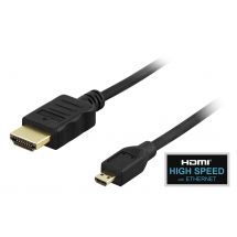 HDMI A - Micro cable, HDMI High Speed w/ Ethernet, 1m, black