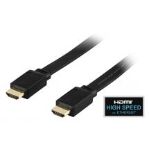 Flat HDMI cable, HDMI High Speed with Ethernet, 1.5m, black