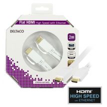 Flat HDMI cable, HDMI High Speed w/ Ethernet, 4K, 2m, white