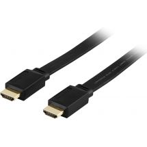DELTACO HDMI-kaapeli Standard+Eth 19-pin u-u 1080i,litteä musta