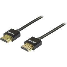 Thin HDMI cable, HDMI High Speed with Ethernet, 2m, black