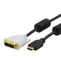 HDMI to DVI-cable, Full HD @60Hz, 1m, black/white