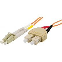 OM1 Fiber cable, LC - SC, duplex, UPC, 62,5/125, 1,5m, or.